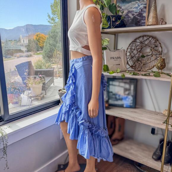 Chicwish Applause of Ruffle Tiered Frill Hem Skirt in Blue/White, Women's Small - Picture 8 of 12